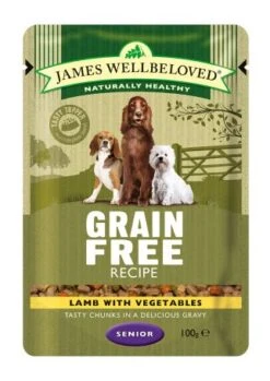 12 X James Wellbeloved Senior Dog Pouches - Grain Free Lamb 100g