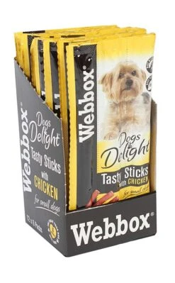 72 X Webbox Chewy Dogs Delight Tasty Dog Sticks Chicken