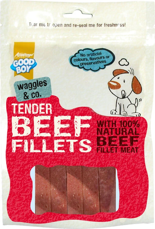 10 X Good Boy Waggles & Co Tender Beef Fillets 90g 3 10 X Good Boy Waggles & Co Tender Beef Fillets 90g