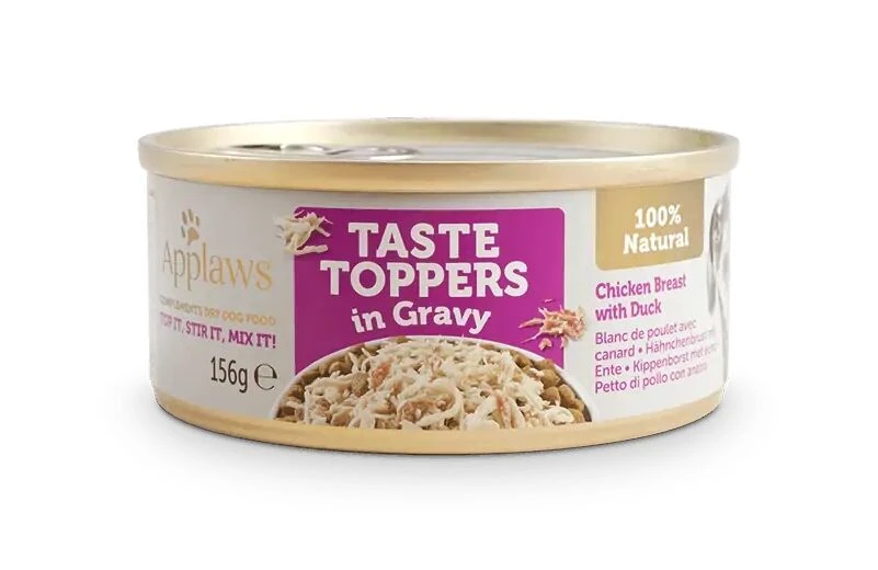 12 X Applaws Taste Toppers Natural Chicken & Duck In Gravy Tin Dog Food 156g 3 12 X Applaws Taste Toppers Natural Chicken & Duck In Gravy Tin Dog Food 156g