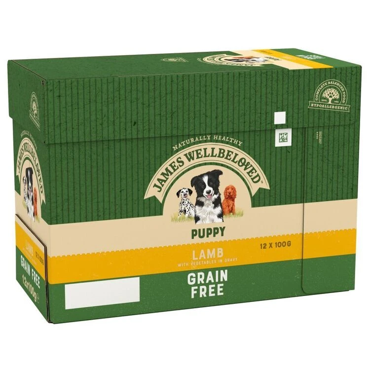 JAMES WELLBELOVED Grain Free Lamb Pouch Puppy 12x100g 3 JAMES WELLBELOVED Grain Free Lamb Pouch Puppy 12x100g