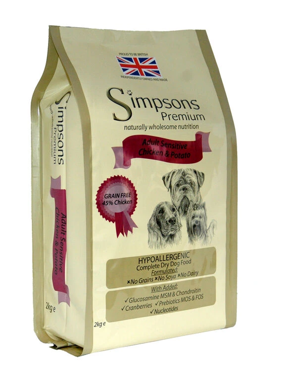 Simpsons Premium Adult Sensitive Chicken & Potato Dry Dog Food 3 Simpsons Premium Adult Sensitive Chicken & Potato Dry Dog Food