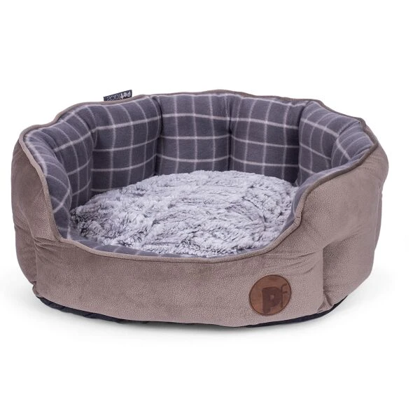 Petface Grey Check & Bamboo Oval Bed 8 Petface Grey Check & Bamboo Oval Bed - Image 6