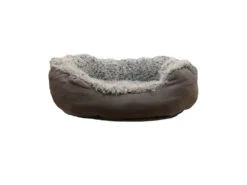 Rosewood 40 Winks Oval Bed Grey Lion Faux Suede
