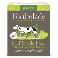 7 X 395g Forthglade Gourmet Grain Free Beef & Wild Boar W/root Vegetables & Apple