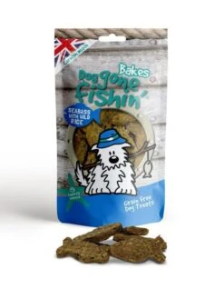 6 X Mr Johnson's Dog Gone Fishin' Seabass With Wild Rice Bakes Dog Treats 75g