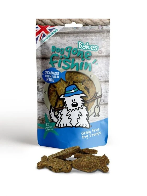 6 X Mr Johnson's Dog Gone Fishin' Seabass With Wild Rice Bakes Dog Treats 75g 3 6 X Mr Johnson's Dog Gone Fishin' Seabass With Wild Rice Bakes Dog Treats 75g
