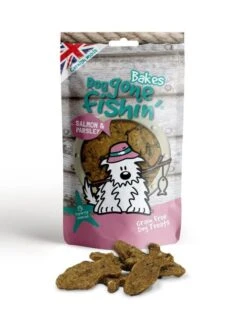 6 X Mr Johnson's Dog Gone Fishin' Salmon And Parsley Bakes Dog Treats 75g