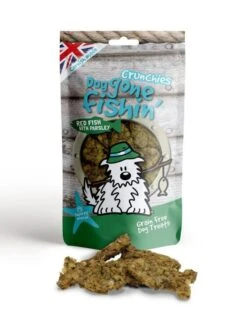 6 X Mr Johnson's Dog Gone Fishin' Red Fish With Parsley Crunchies Dog Treats 75g