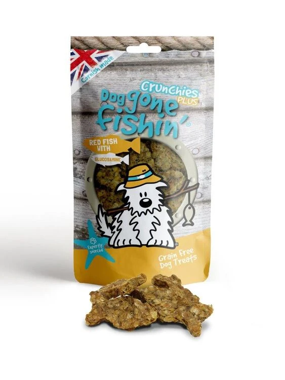 6 X Dog Gone Fishin' Red Fish With Glucosamine Crunchies Plus Dog Treats - 75g 3 6 X Dog Gone Fishin' Red Fish With Glucosamine Crunchies Plus Dog Treats - 75g