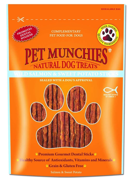 Pet Munchies Wild Salmon And Sweet Potato Dog Dental Stick 3 Pet Munchies Wild Salmon And Sweet Potato Dog Dental Stick