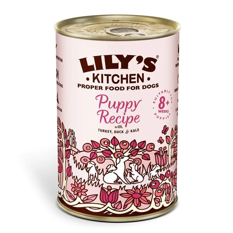 6 X 400g Lily's Kitchen Wet Dog Tin Puppy Recipe Turkey & Duck 3 6 X 400g Lily's Kitchen Wet Dog Tin Puppy Recipe Turkey & Duck