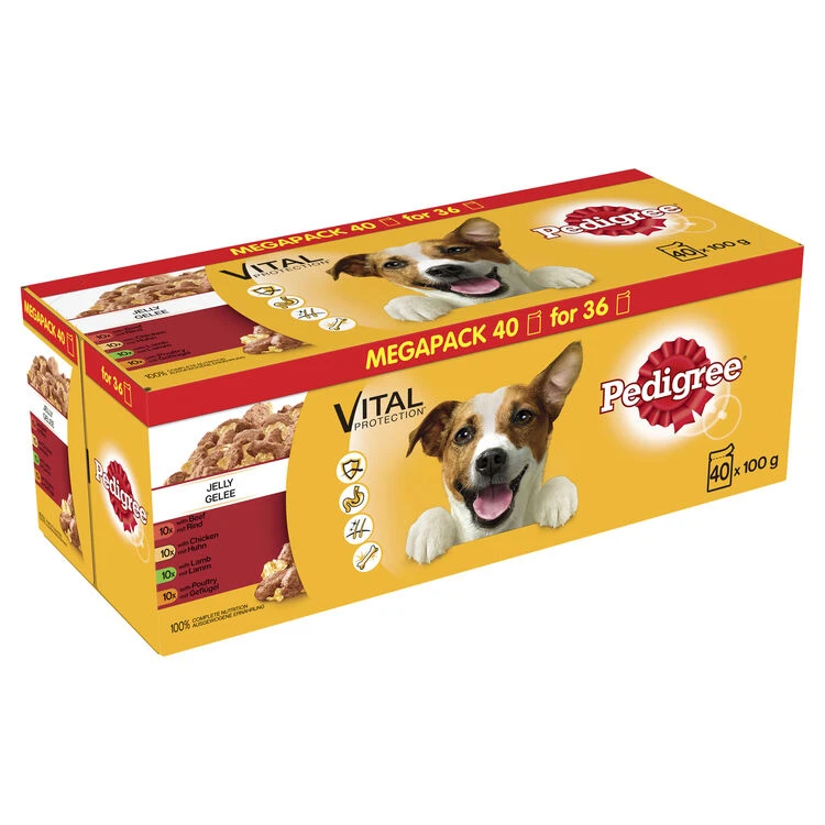 40 X Pedigree Dog Pouches Mixed Selection In Jelly 100g 3 40 X Pedigree Dog Pouches Mixed Selection In Jelly 100g