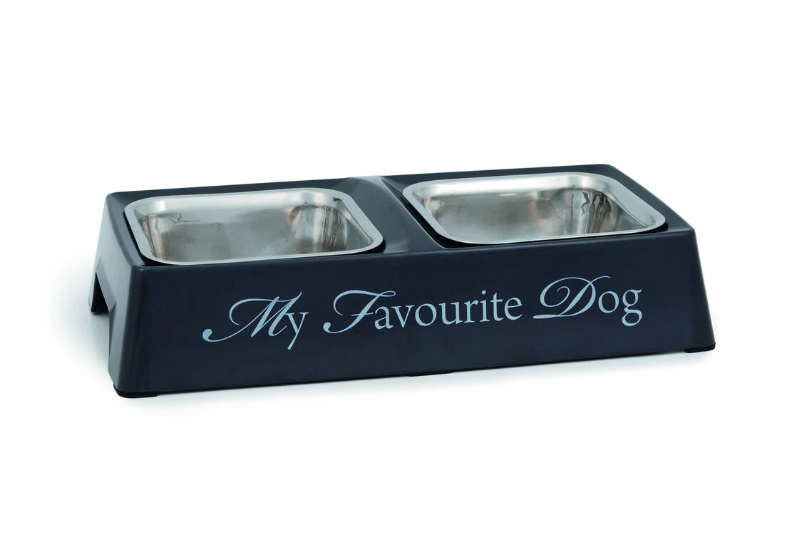 Designed By Lotte Melamine Double Diner My Favourite Dog Bowl Grey 3 Designed By Lotte Melamine Double Diner My Favourite Dog Bowl Grey