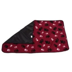 AniMate Dog Blanket In Red Paw Print
