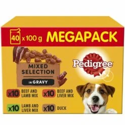40 X Pedigree Dog Food Pouches Mixed Varieties In Gravy 100g