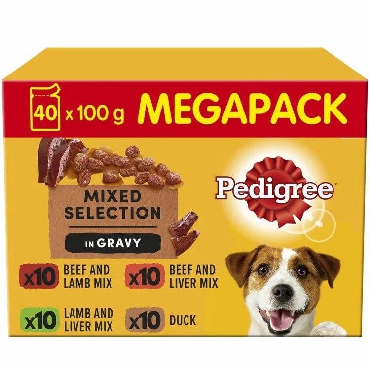 40 X Pedigree Dog Food Pouches Mixed Varieties In Gravy 100g 3 40 X Pedigree Dog Food Pouches Mixed Varieties In Gravy 100g