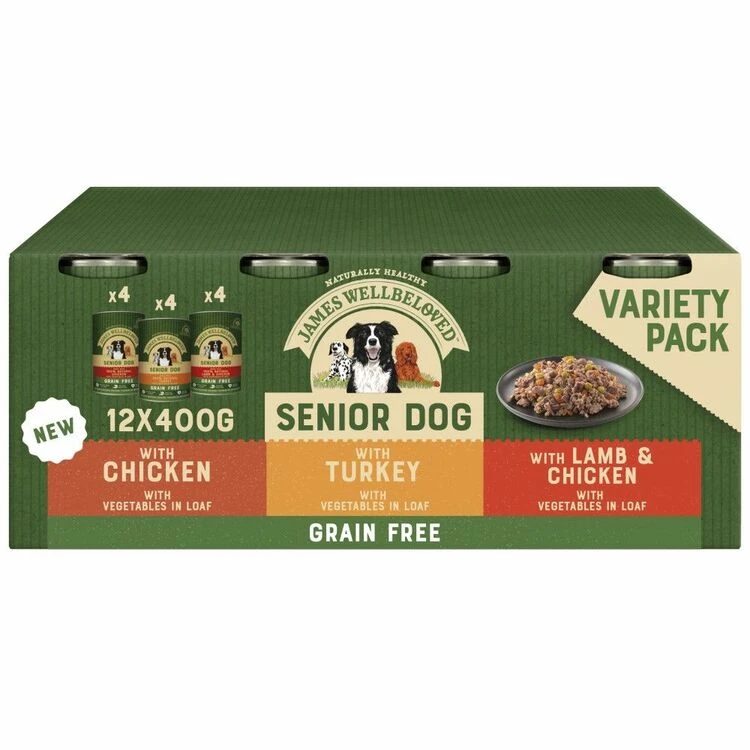 12 X James Wellbeloved Dog Food Senior Grain Free 400g Pack 3 12 X James Wellbeloved Dog Food Senior Grain Free 400g Pack