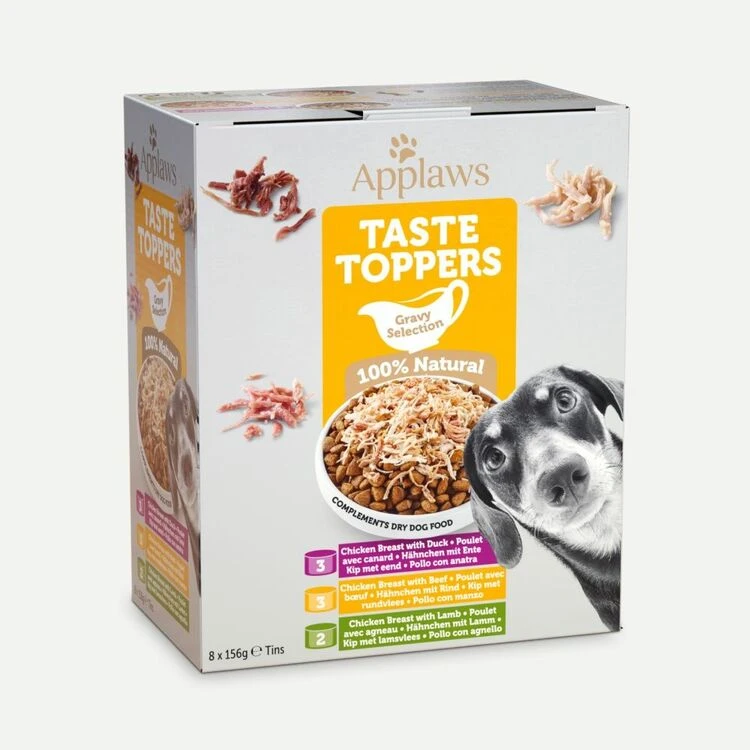 Applaws Taste Toppers Wet Dog Food Gravy Selection Multipack Tins 156g 3 Applaws Taste Toppers Wet Dog Food Gravy Selection Multipack Tins 156g