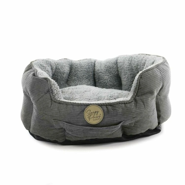 Ancol Sleepy Paws Oval Bed Grey Cord 4 Ancol Sleepy Paws Oval Bed Grey Cord - Image 2