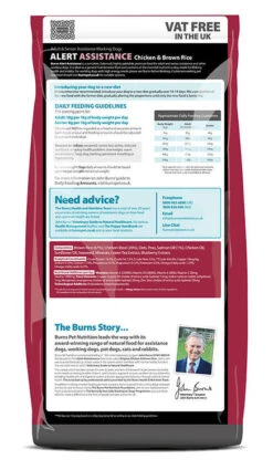 Burns Alert Adult & Senior Chicken & Brown Rice Assistance Dog Food -Danish Design || Scruffs || Great&Small Sales Alert Chicken 12kg reverse