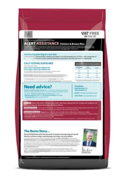 Burns Alert Adult & Senior Chicken & Brown Rice Assistance Dog Food -Danish Design || Scruffs || Great&Small Sales Alert Chicken 6kg reverse