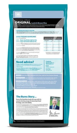Burns Original Lamb And Brown Rice Dog Food -Danish Design || Scruffs || Great&Small Sales Original Lamb 12kg reverse