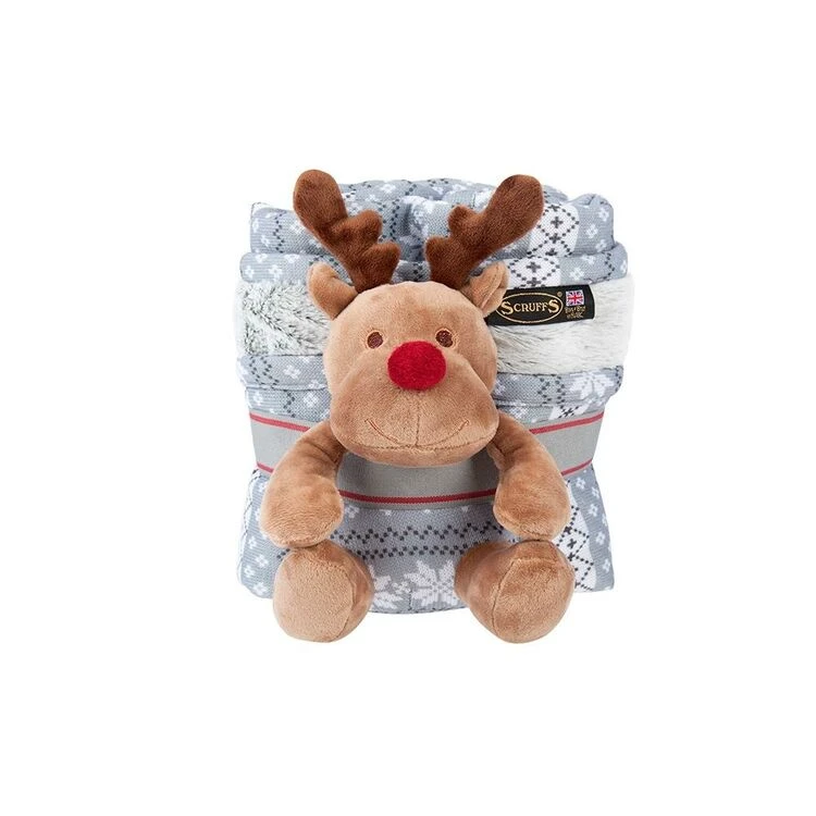 Scruffs® Santa Paws Dog Blanket & Reindeer Toy Gift Set - Grey 3 Scruffs® Santa Paws Dog Blanket & Reindeer Toy Gift Set - Grey