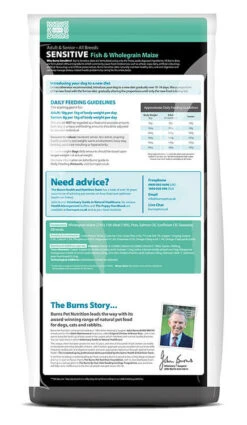 Burns Sensitive Fish And Wholegrain Maize 13 Burns Sensitive Fish And Wholegrain Maize -Danish Design || Scruffs || Great&Small Sales Sensitive Fish 12kg reverse