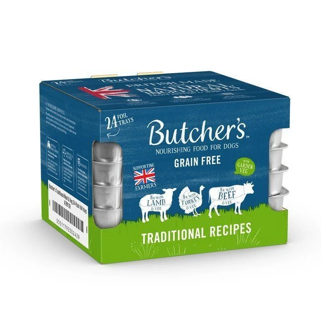 24 X 150g X Butcher's Grain Free Traditional Recipes Tray Dog Food 3 24 X 150g X Butcher's Grain Free Traditional Recipes Tray Dog Food