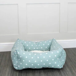 Lords & Labradors Cotton Box Bed For Dogs Duck Egg Spot