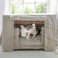 Lords & Labradors Dog Crate Set In Savanna Oatmeal 9 Lords & Labradors Dog Crate Set In Savanna Oatmeal -Danish Design || Scruffs || Great&Small Sales dog crate bumper in savanna oatmeal by lords labradors front