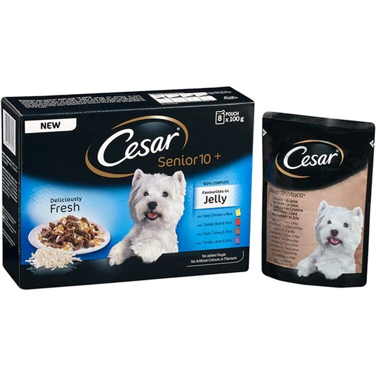 48 X 100g Cesar Senior 10+ Deliciously Fresh Dog Food Pouches Mixed Selection In Jelly 3 48 X 100g Cesar Senior 10+ Deliciously Fresh Dog Food Pouches Mixed Selection In Jelly