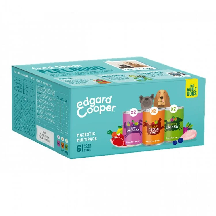 6 X Edgard & Cooper Dog Wet Tin Majestic Multipack 400g 3 6 X Edgard & Cooper Dog Wet Tin Majestic Multipack 400g