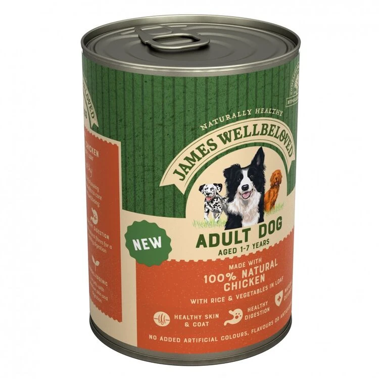 12 X James Wellbeloved Adult Dog Can Chicken & Rice In Loaf 400g 3 12 X James Wellbeloved Adult Dog Can Chicken & Rice In Loaf 400g