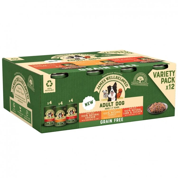 12 X James Wellbeloved Adult Dog Can Turkey Lamb & Chicken In Loaf 400g 3 12 X James Wellbeloved Adult Dog Can Turkey Lamb & Chicken In Loaf 400g