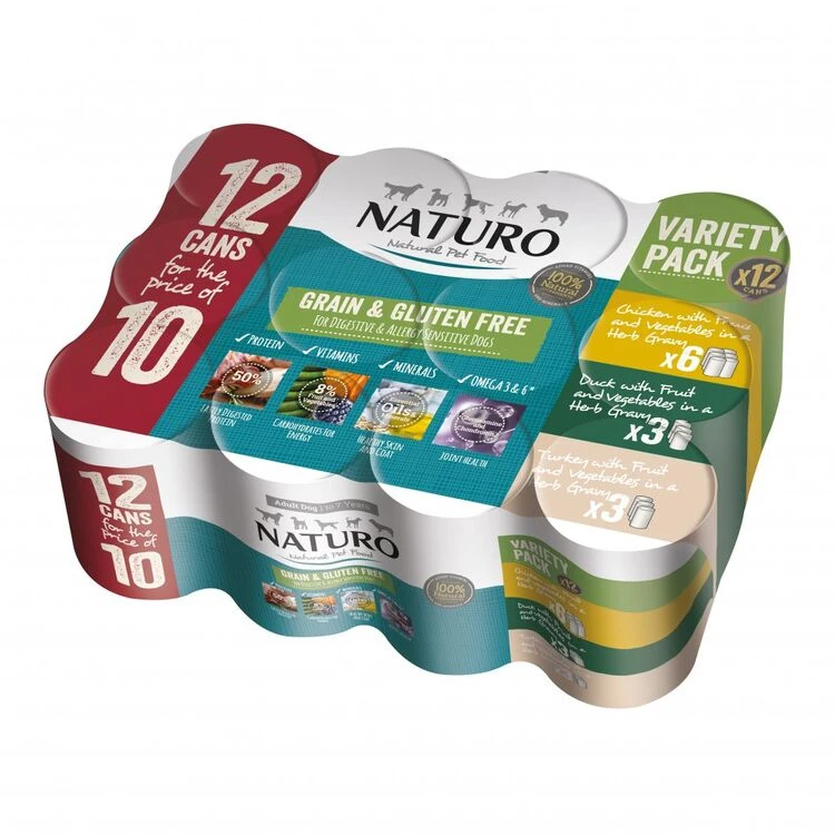 Naturo Adult Variety Pack Grain Free Wet Dog Food 12 X 390g 3 Naturo Adult Variety Pack Grain Free Wet Dog Food 12 X 390g