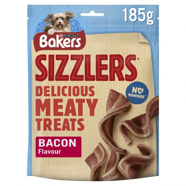 5 X Bakers Sizzlers Dog Treats Bacon 185g 3 5 X Bakers Sizzlers Dog Treats Bacon 185g