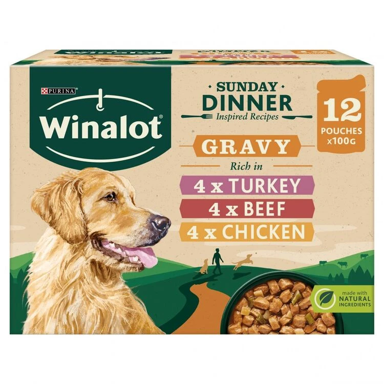 48 X Winalot Sunday Dinner Wet Dog Food Pouches In Gravy 100g 3 48 X Winalot Sunday Dinner Wet Dog Food Pouches In Gravy 100g