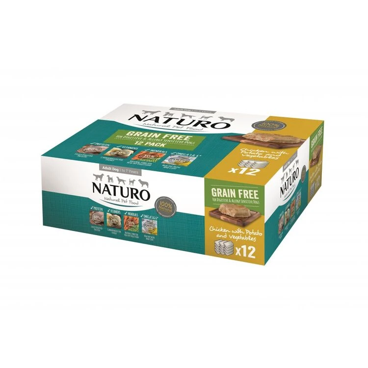 12 X Naturo Adult Grain Free Dog Food Chicken Potato & Vegetables 400g 3 12 X Naturo Adult Grain Free Dog Food Chicken Potato & Vegetables 400g