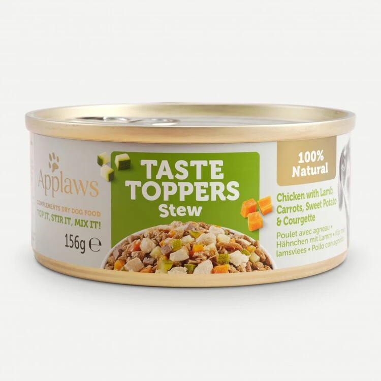 12 X Applaws Taste Toppers Natural Chicken Lamb & Veg In Stew Tin Dog Food 156g 3 12 X Applaws Taste Toppers Natural Chicken Lamb & Veg In Stew Tin Dog Food 156g