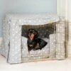Lords & Labradors Dog Crate Set In Grey Spot 1 Lords & Labradors Dog Crate Set In Grey Spot -Danish Design || Scruffs || Great&Small Sales grey spot crate set by lords labradors front lifestyle