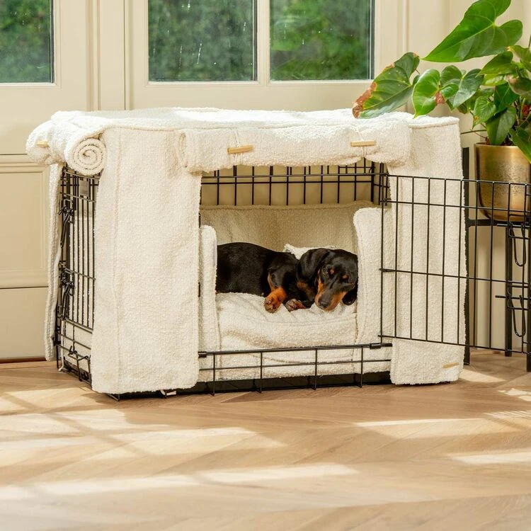 Lords & Labradors Dog Crate Set In Ivory Boucle 2 Lords & Labradors Dog Crate Set In Ivory Boucle