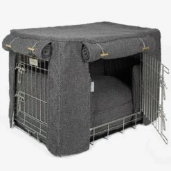 Lords & Labradors Dog Crate Set In Granite Boucle 9 Lords & Labradors Dog Crate Set In Granite Boucle -Danish Design || Scruffs || Great&Small Sales lords and labradors granite boucle crate set side silver crate studio