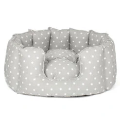 Lords & Labradors High Sided Cotton Dog Bed Grey Spot