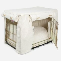 Lords & Labradors Dog Crate Set In Ivory Boucle 7 Lords & Labradors Dog Crate Set In Ivory Boucle -Danish Design || Scruffs || Great&Small Sales lords and labradors ivory bocule crate set gold side studio