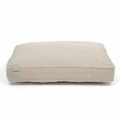 Lords & Labradors Tweed Dog Cushion Bed Natural Herringbone
