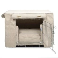 Lords & Labradors Dog Crate Set In Natural Herringbone