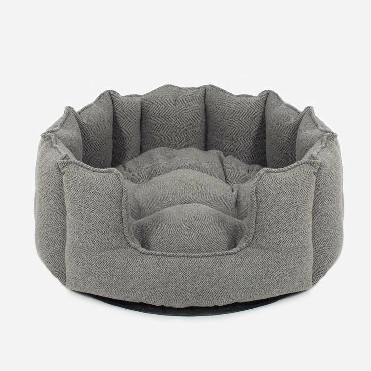 Lords & Labradors High Sided Tweed Dog Bed Pewter Herringbone 3 Lords & Labradors High Sided Tweed Dog Bed Pewter Herringbone