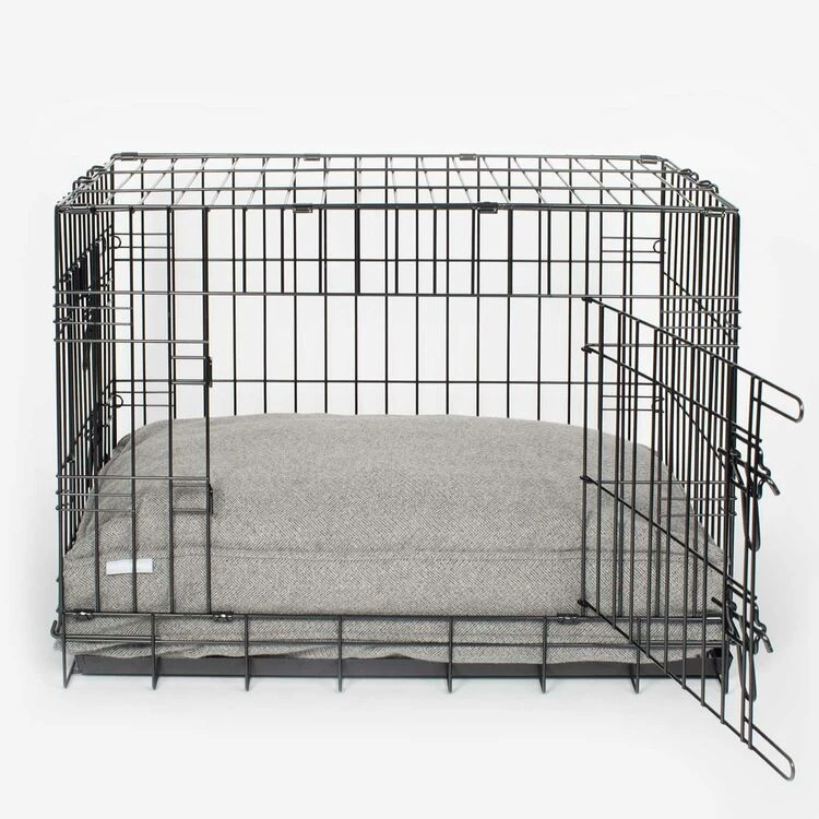 Lords & Labradors Tweed Dog Cushion Bed Pewter Herringbone 4 Lords & Labradors Tweed Dog Cushion Bed Pewter Herringbone - Image 2